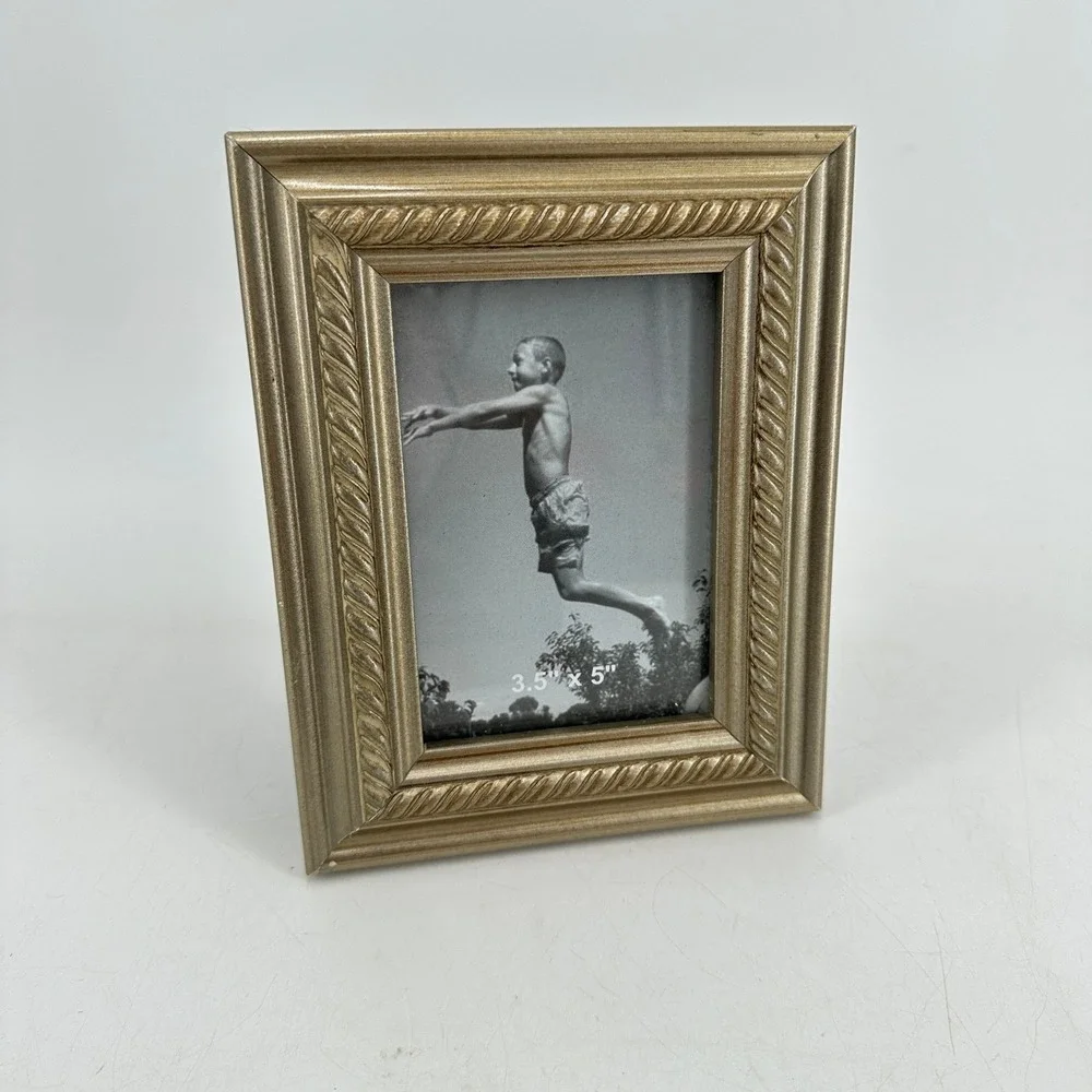 Champagne Gold Rope Texture Picture Frame 3.5x5 Tabletop Wall Mount Metallic
